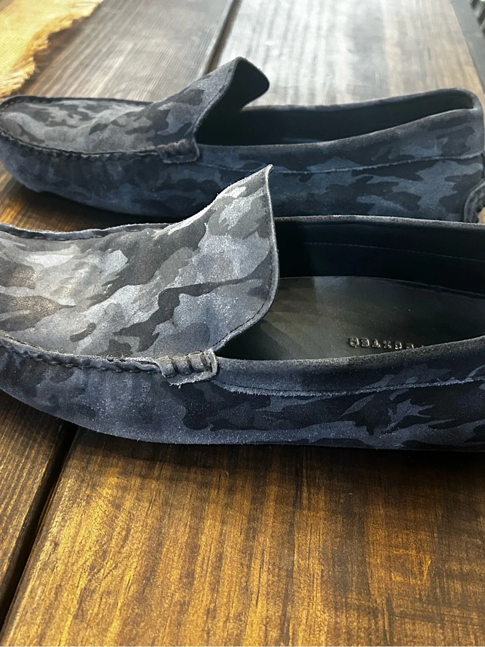 Duke & Dexter Men's Gray Camouflage Suede Slip-On Loafers